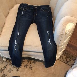 low rise, ripped skinny jeans